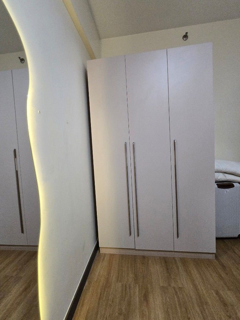 Elegant Wardrobe Chanel Gray (Category: Shelves, Cabinets & Racks) located in Manila. Submitted by nisalorraine (Listing ID 1436645108, Image 2). Description: Materials: Solid Wood, Particle Board with Duco Finish. Dimensions. Length: 120 Width: 62 Height: 210 Color: Chanel Gray Bought for 24k last Aug 2025 with receipt at Furniture Republic Selling For 17k only Reason for selling: No longer need the cabinet because we're moving out .