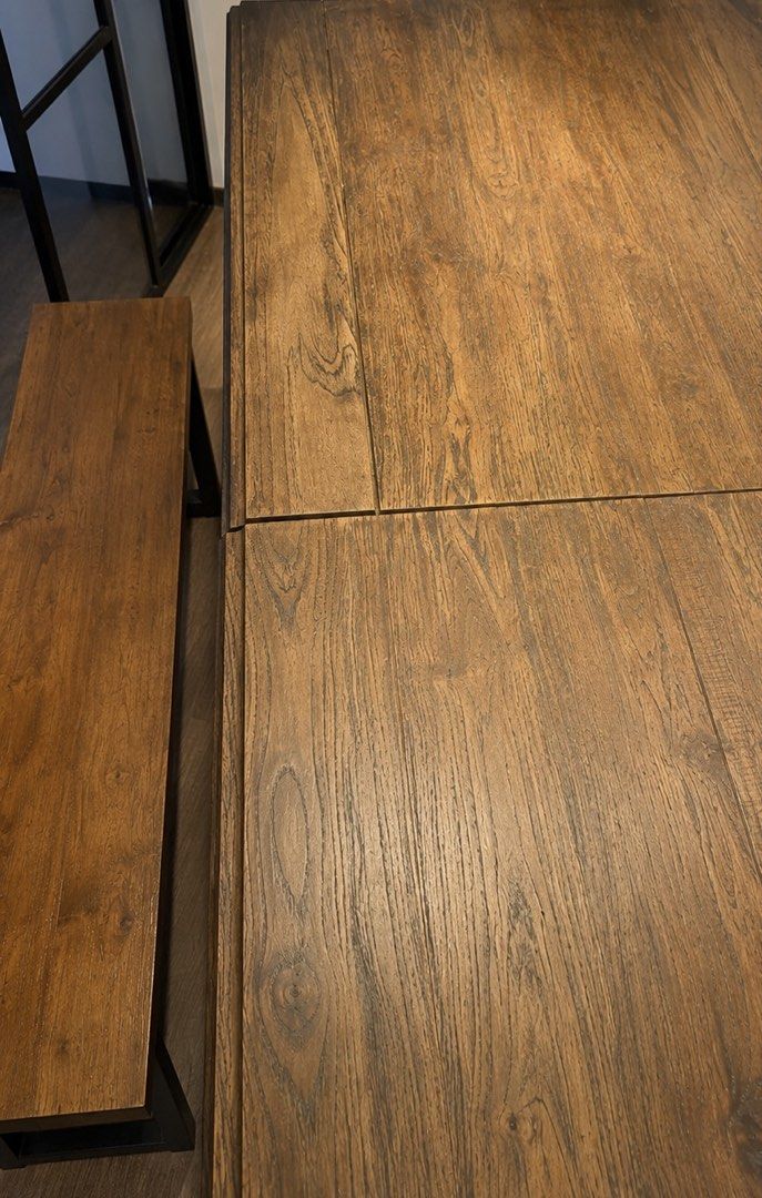 Extendable Solid Wood Dining Table (Category: Tables & Sets) located in Singapore. Submitted by djoelicious (Listing ID 1436549482, Image 2). Description: - Custom made Extendable Solid Teak-wood dining table. With foot rest. Made in Java. - Extendable from 6 seaters to 8 seaters. - Measurement: 120x100x78cm (6 seaters). - Beautiful, warm wood tone - Bench is not included. - Perfect for dining room or kitchen - Condition as is..