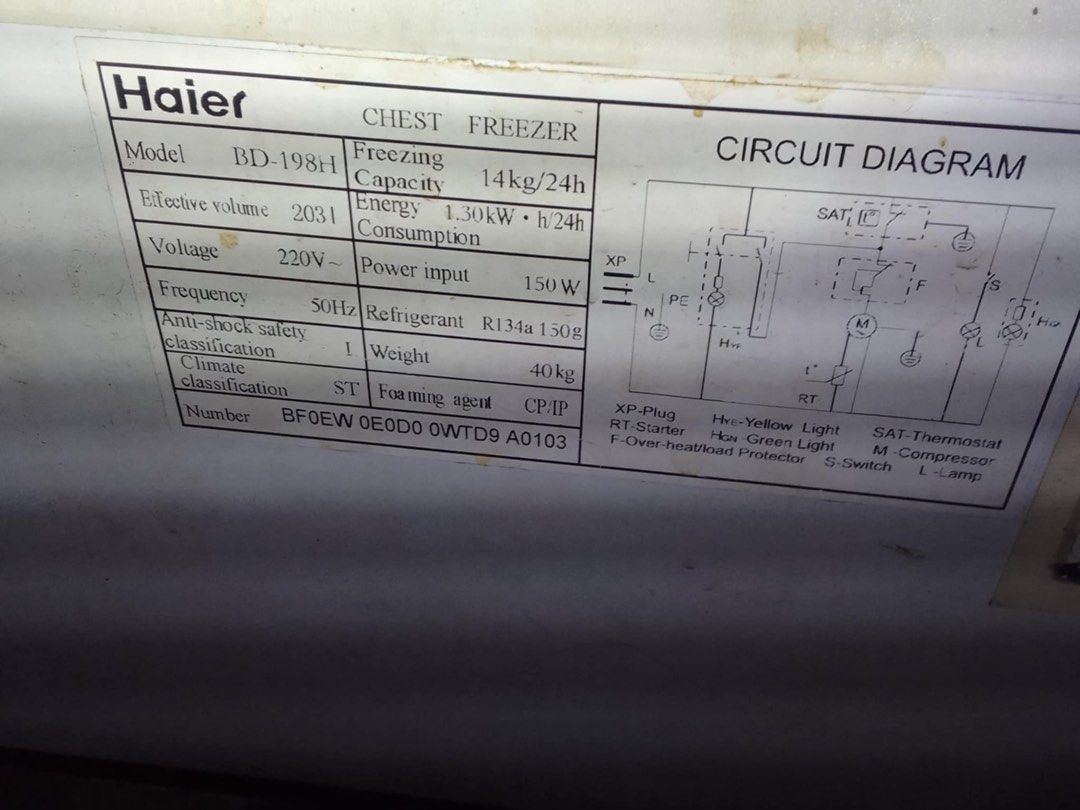 Haier Freezer (Category: Refrigerators and Freezers) located in Plaridel. Submitted by bravewhale-c60c97 (Listing ID 1436478637, Image 3). Description: Works well Issue- Medyo Kalawangin na ang ilalim. Negotiatiable.