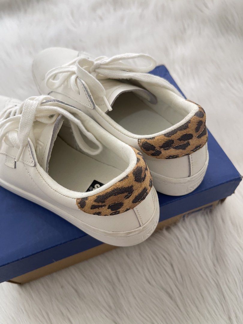 Keds White Leather Sneakers with Leopard Print Leather (Category: Sneakers) located in Bacolod City. Submitted by euniceclothing_coph (Listing ID 1436596704, Image 2). Description: Size 5.5/35.5 Store bought No flaws Leather .