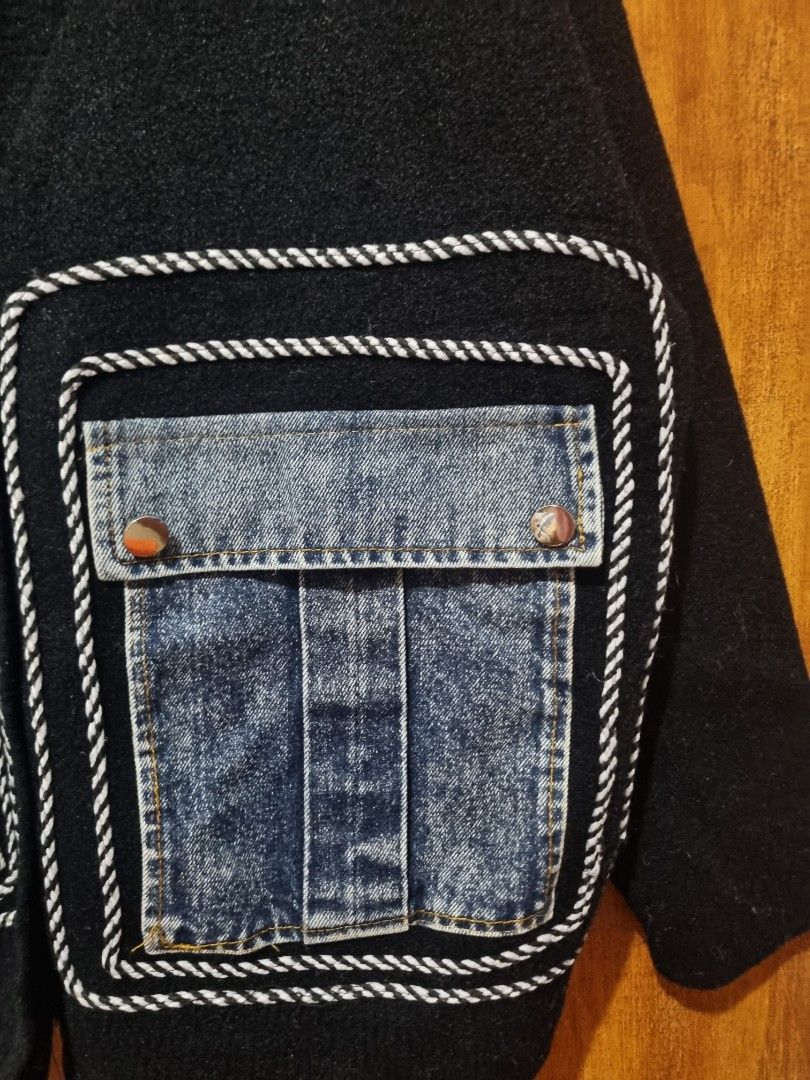 Korean Wool and Denim Cardigan (Category: Coats, Jackets and Outerwear) located in Subic. Submitted by ph_drift (Listing ID 1436574529, Image 2). Description: Pamigay Decluttering Sale - Bought in korea (as seen in tag) - Worn once only - Fresh from laundry (ready to wear) -best fits L-XL.