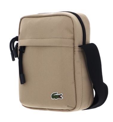 Lacoste Men's Classic Crossbody Bag (Category: Sling Bags) located in Quezon City. Submitted by lhiz.lhiz (Listing ID 1436551283, Image 3). Description: - Lacoste crossbody bag - Beige exterior, black strap - Zippered main compartment - Interior pocket - Lacoste logo on front and inside - Includes tag.