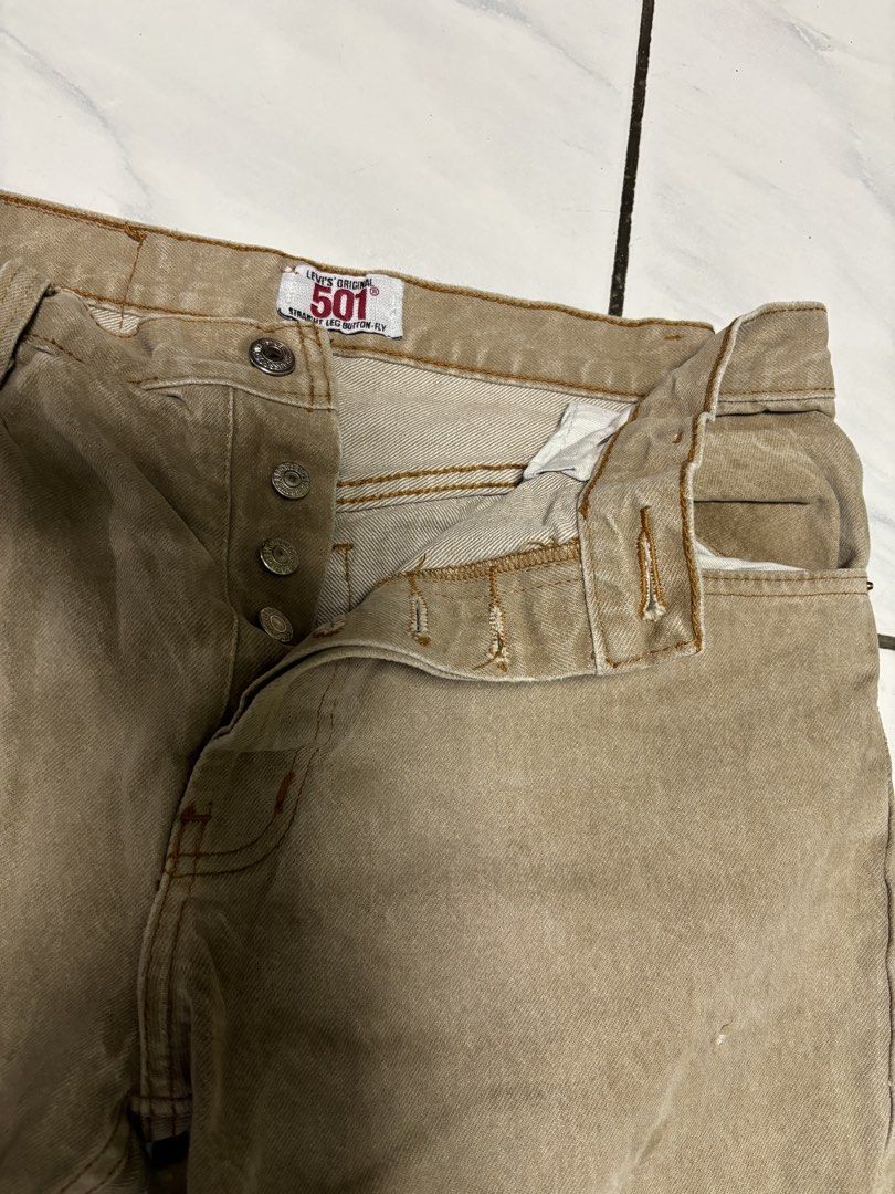 Levi's 501 Jeans - W34 L30 (Category: Jeans) located in Bayombong. Submitted by calthrift.us (Listing ID 1436578543, Image 2). Description: - Levi's 501 jeans - Light brown color - Button fly - Straight leg cut - Waist: W34 - Length: L30.