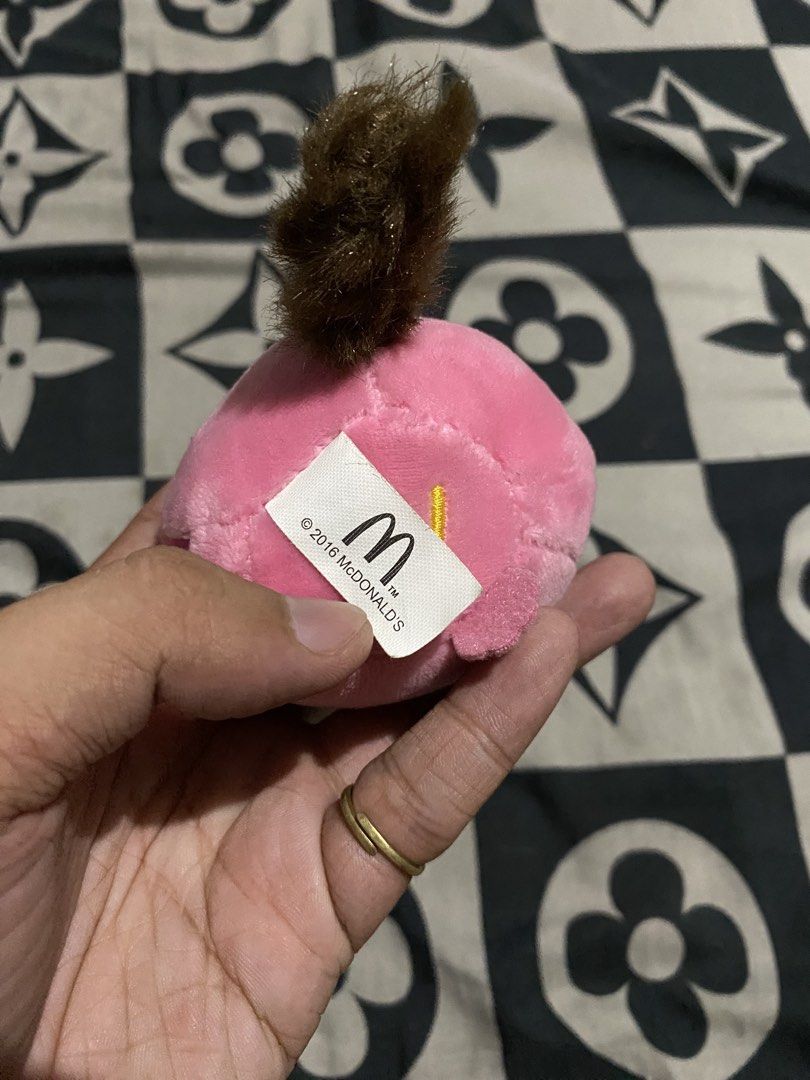 McDonald's 2016 Monchhichi Plush Toy (Category: Plushies & Soft Toys) located in Marikina City. Submitted by rainstuff77 (Listing ID 1436543730, Image 2). Description: - McDonald's Monchhichi plush toy - Released in 2016 as a promotional item - Features a pink body with a heart design - Includes a bell collar - Adorable brown hair and face - Comes with the original McDonald's tag - Perfect for plush toy collectors!.