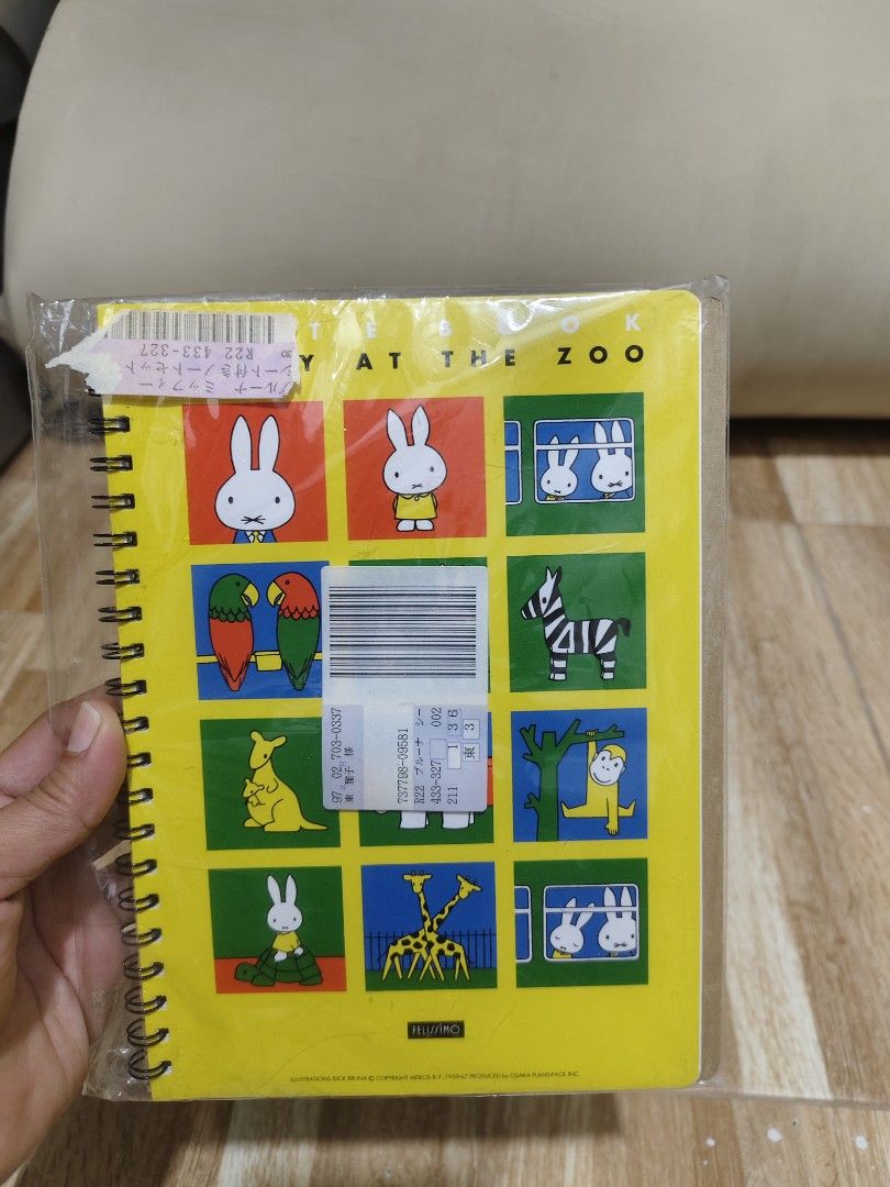 Miffy at the Zoo Spiral Notebook (Category: Stationery & School Supplies) located in Makati City. Submitted by abegailbrezuela (Listing ID 1436537242, Image 2). Description: - New Miffy at the Zoo spiral notebook. - Features a colorful Miffy design on the front cover. - Back cover has a Miffy and turtle illustration. - Still in original packaging. - Ideal for notes, sketches, and reminders. - A must-have for Miffy fans!.