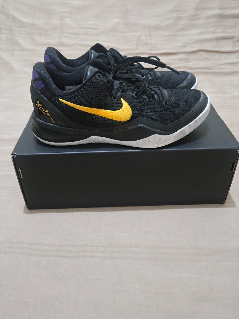Nike Kobe 8 Protro Black/Yellow (Category: Sneakers) located in Manila. Submitted by nisalorraine (Listing ID 1436644493, Image 3). Description: - Nike Kobe 5 Protro sneakers - Color: Black with yellow accents - Sole: White - Details: Purple accents - Includes original box - Condition: Good - Laced up.