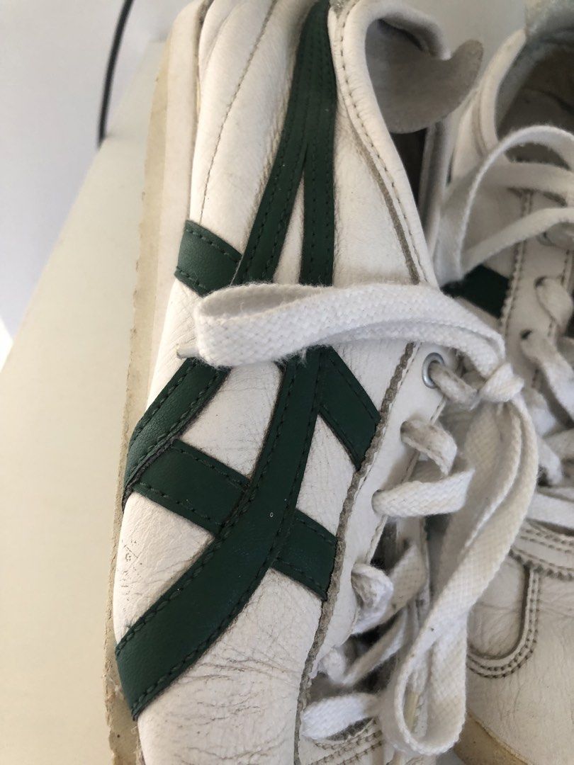 Onitsuka Tiger Mexico 66 White Green (Category: Sneakers) located in Manila. Submitted by rshay (Listing ID 1436523286, Image 2). Description: - Onitsuka Tiger Mexico 66 - Color: White with green stripes - Size: US 5 / EUR 37.5 / CM 23.5 - Needs cleaning hence selling low but still presentable .