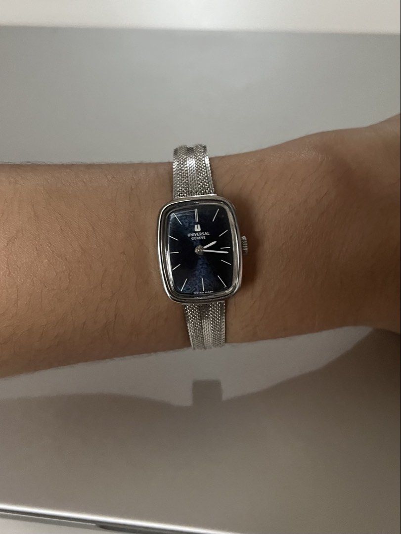 [Overhauled] Universal Geneve Tank/Cushion Watch (Category: Luxury Watches) located in Quezon City. Submitted by calypso__ (Listing ID 1436497021, Image 2). Description: - Overhauled last March 2026 - Features the rare Lapis Lazuli imitation patterned dial - Art Deco design - Cal. 10 movement - Cushion dial popular in the 1970s - Cartier Baignoire alternative.