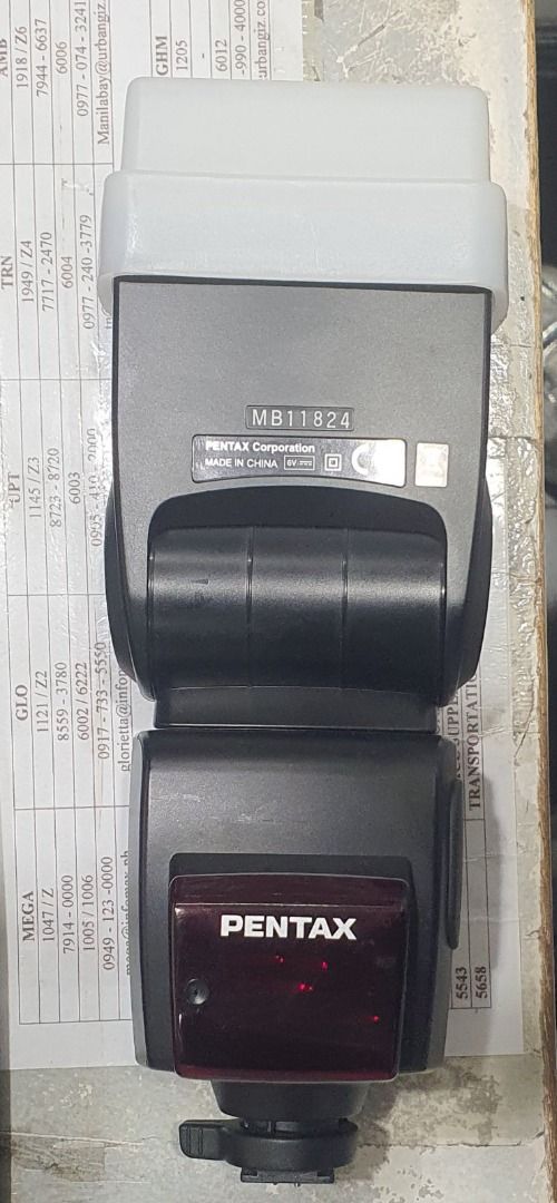 PENTAX AF-540 fgz (Category: Cameras) located in Paranaque City. Submitted by urbangiz_amb (Listing ID 1436561642, Image 1). Description: The Pentax AF-540 FGZ is a high-power, hot-shoe mounted TTL flash designed for Pentax digital SLR cameras, featuring a guide number of 54 (\(m\) at ISO 100/85mm). It supports P-TTL auto, wireless TTL, and manual modes, with a 24-85mm motorized zoom range, powered by four AA batteries Key Specifications *Guide N