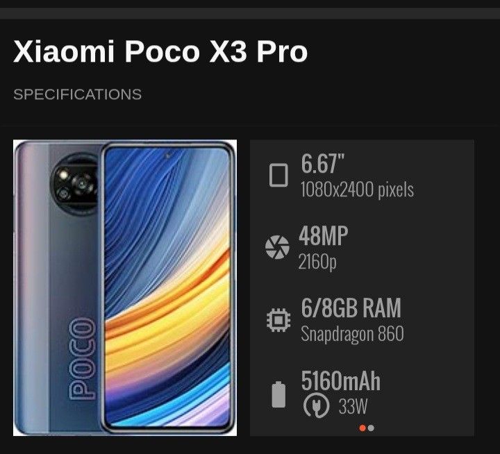 POCO X3 PRO 256GB (Category: Android Others) located in Bulacan. Submitted by jpdomingo27 (Listing ID 1436332279, Image 1). Description: Poco X3 Pro 8gb Ram 256gb internal Storage Upgrade New battery longer use ✅ 4500 Only ‼️ Or Swap Android phone offer lang kayo Meet up PANDI BULACAN or Shipping J&T, Pm ✅.