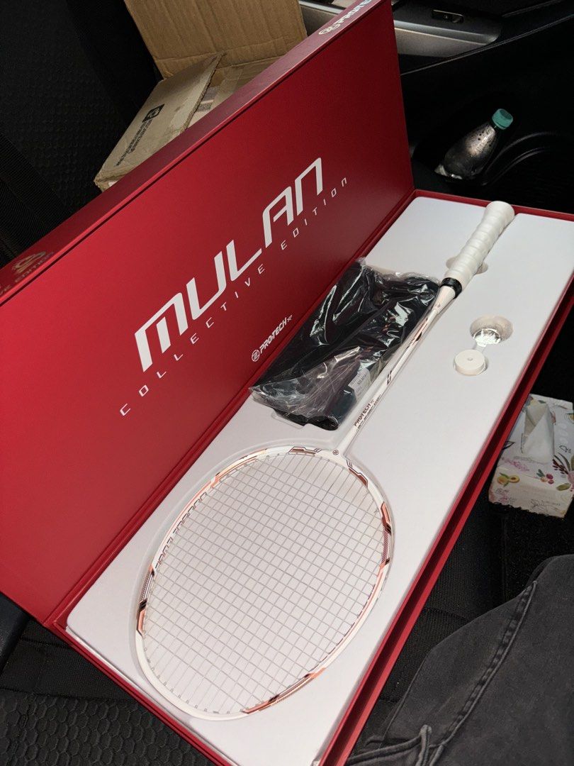 Protech Magic Mulan (Category: Racket & Ball Sports) located in Alor Setar. Submitted by awicastuffs (Listing ID 1436623391, Image 2). Description: WTS Racket: Protech Magic Mulan (Advanced Racket) 🐉 Size: 4UG1 Condition: 10/10 ✨(No scratches) String: Yonex Exbolt 63 (27/29LBS) 🔥☄️ [March 2026] Grip: APAC [March 2026] Price: RM200 Location: Equine **Include with original box, grip and soft cover**.