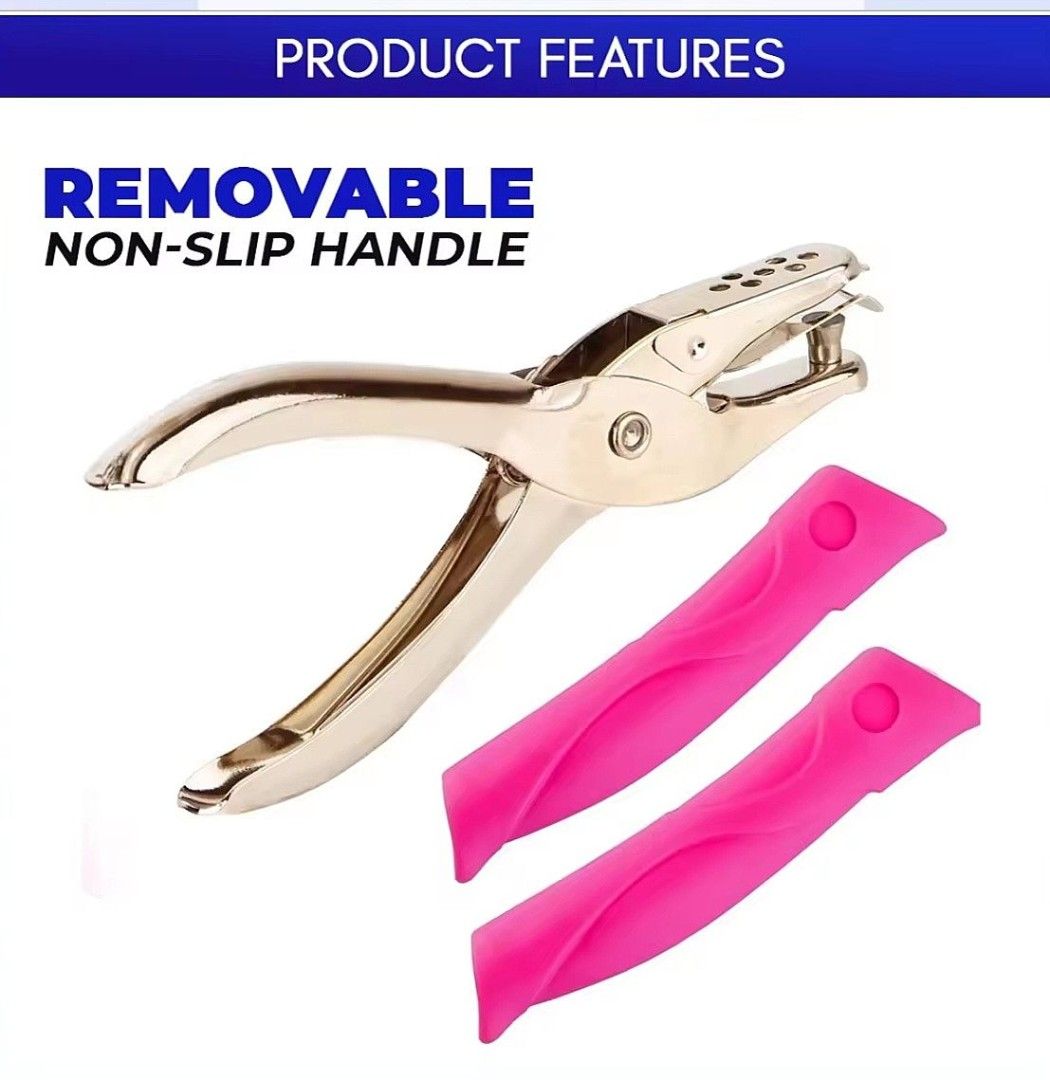 Puncher 6mm (Category: Craft Supplies & Tools) located in Quezon City. Submitted by ana-chan (Listing ID 1436639994, Image 3). Description: - Single Hole Puncher - Available in Pink and Blue - 6mm Round Hole - Comfortable Grip - Ideal for crafting and office use - Removable non-slip handle - 2 pc avail.