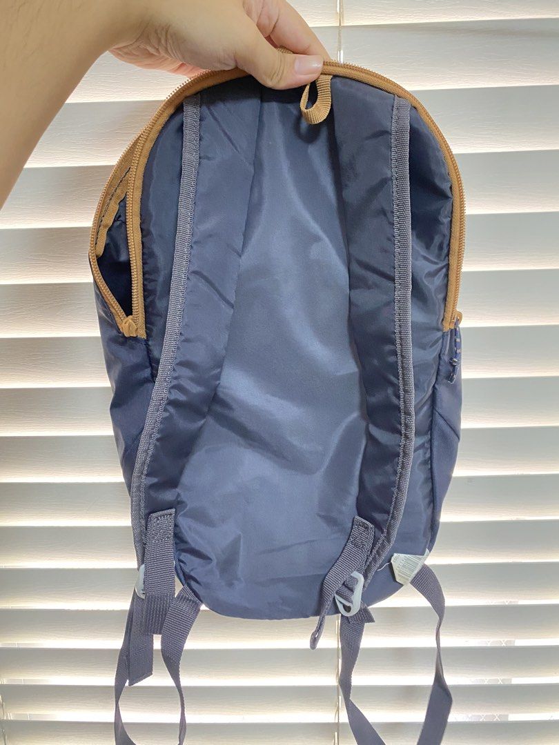 Quechua Foldable Backpack 10L (Category: Backpacks) located in Cavite. Submitted by prelovedclothesofzoe (Listing ID 1436512344, Image 3). Description: - Quechua foldable backpack - Navy blue exterior - Zippered front pocket - Adjustable straps - Light-colored interior - Compact and easy to store - Ideal for travel and everyday use - Brand name visible - Made in China.
