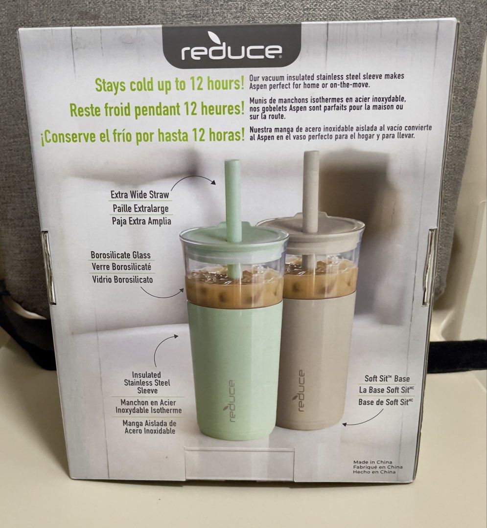 Reduce Aspen Vacuum Insulated Glass Tumblers 2x590mL (Category: Water Bottles & Tumblers) located in Quezon City. Submitted by rjscloset (Listing ID 1436540766, Image 3). Description: - Includes two 590ml vacuum-insulated glass tumblers - Stainless steel sleeves - Keeps drinks cold for up to 12 hours - Extra wide straw - Soft sit base - Ideal for home and on-the-go use.