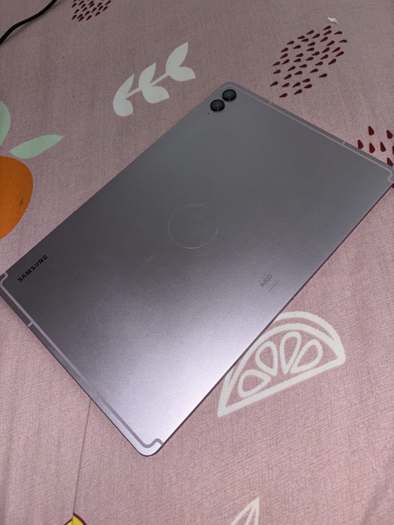 Samsung Galaxy Tab S9 Fe+ (Category: Android) located in Manila. Submitted by happyflower-566519 (Listing ID 1436647516, Image 1). Description: Bought last year only, may dents from using case, and also wala na yung pen niya compose of tablet and charger only 128 gb very smooth can play roblox matagal ma lowbat still .