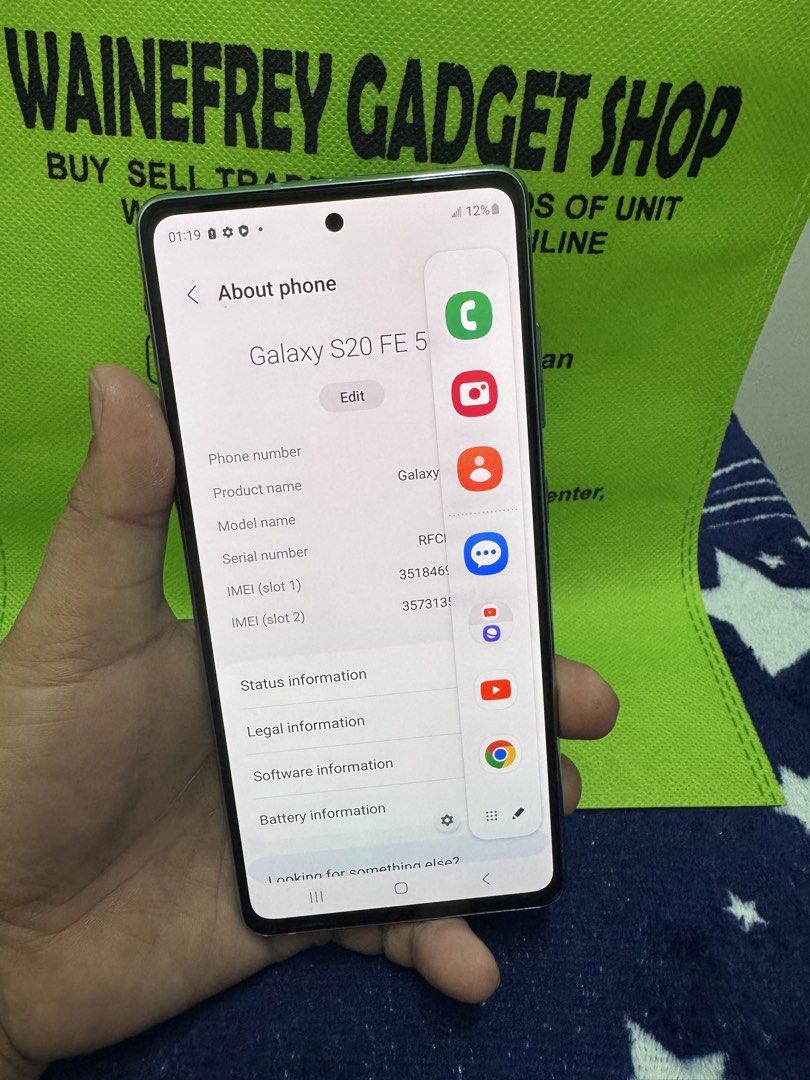 Samsung S20 Fe 5G 8/128 (Category: Samsung) located in San Juan City. Submitted by wainefreygadgetshop (Listing ID 1436635757, Image 2). Description: Samsung S20 Fe 5G 8/128 (PLEASE SEARCH MO NALANG FULL SPECS) ALL GOODS AT WORKING OPEN-LINE Dual sim GAMING PHONE SCREEN TESTED SIGNAL TEST CAMERA MALINAW HONEST ISSUE ILALAGAY SA NOTE KUNG MERON MAN PARA AWARE KA! MAKINIS PEDE SA MAARTE BAWAL SA NAG IINARTE! NO AMOLED BURN NO DEADPIXEL TEST ALL YOU