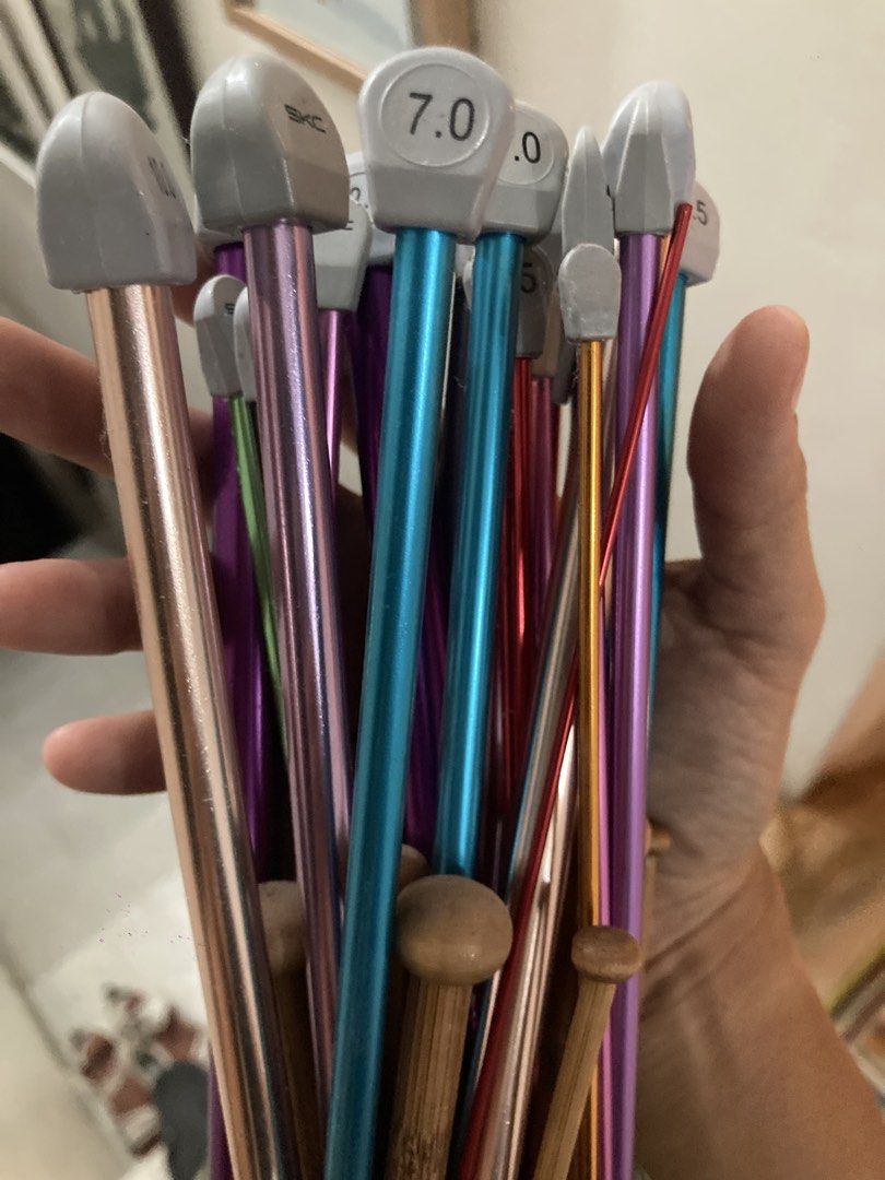 Set of Knitting Needles (Category: Craft Supplies & Tools) located in Makati City. Submitted by jessicainstyle (Listing ID 1436526000, Image 2). Description: - Never used, pristine condition - Assorted metal knitting needles - Sizes: 2.0mm to 12.0mm - Vibrant colors - Ideal for various knitting projects - High quality stainless, colorful (Glass jar not included).