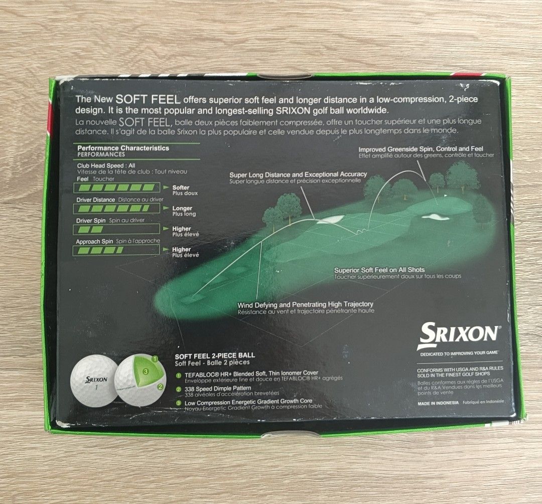 Srixon Soft Feel Golf Balls (Category: Golf) located in Manila. Submitted by renegadesole (Listing ID 1436482779, Image 3). Description: - Srixon Soft Feel golf balls - Soft White color - Superior soft feel - Designed for longer distance - Easy target alignment - 2-piece construction.