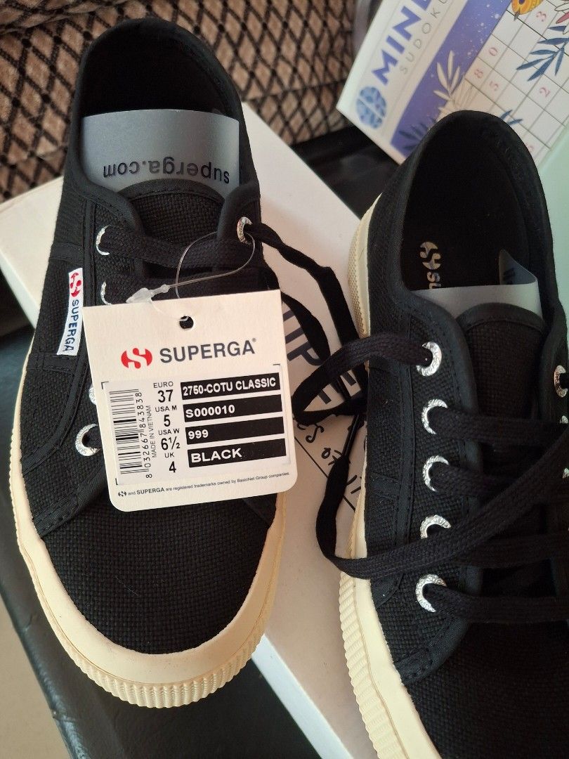 Superga 2750-COTU Classic Black Sneakers (Category: Sneakers) located in General Trias. Submitted by gigi.santos1028 (Listing ID 1436552792, Image 1). Description: - Superga 2750-COTU Classic sneakers - Color: Black - Size: 37 (US women's 6.5, UK 4) - Features a canvas upper and rubber sole - Brand new with tags - Comes with the original box.