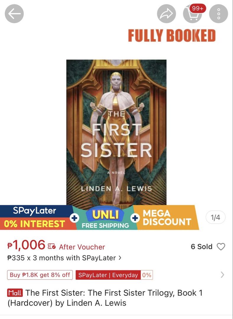 The First Sister by Linden A. Lewis (Category: Storybooks) located in Quezon City. Submitted by claycapsule (Listing ID 1436574992, Image 3). Description: Title: The First Sister ⭐️3.8 on Goodreads - Cover: Paperbound - ₱1,000+ on Fullybooked - Book Condition: Good - Text: Clear and readable Rfs: decluttering Location: SJDM, Bulacan MOP: Gcash/GoTyme Lalamove/J&T (shouldered by buyer).