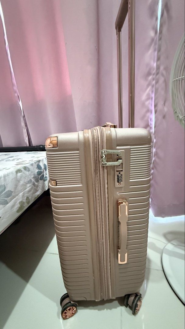 Travelex Hard Case Luggage Medium ~ Rose Gold (Category: Luggage) located in Makati City. Submitted by svnshinemarie (Listing ID 1436596297, Image 2). Description: 🌸 used 2x only, very clean interior 🌸few scratches only 🌸size: Medium 🌸dimensions: 17.25" L x 10.5" W x 24" H 🌸ideal use: Checked baggage (20-22kg) 🌸with expandable zipper rfs: no longer needed.