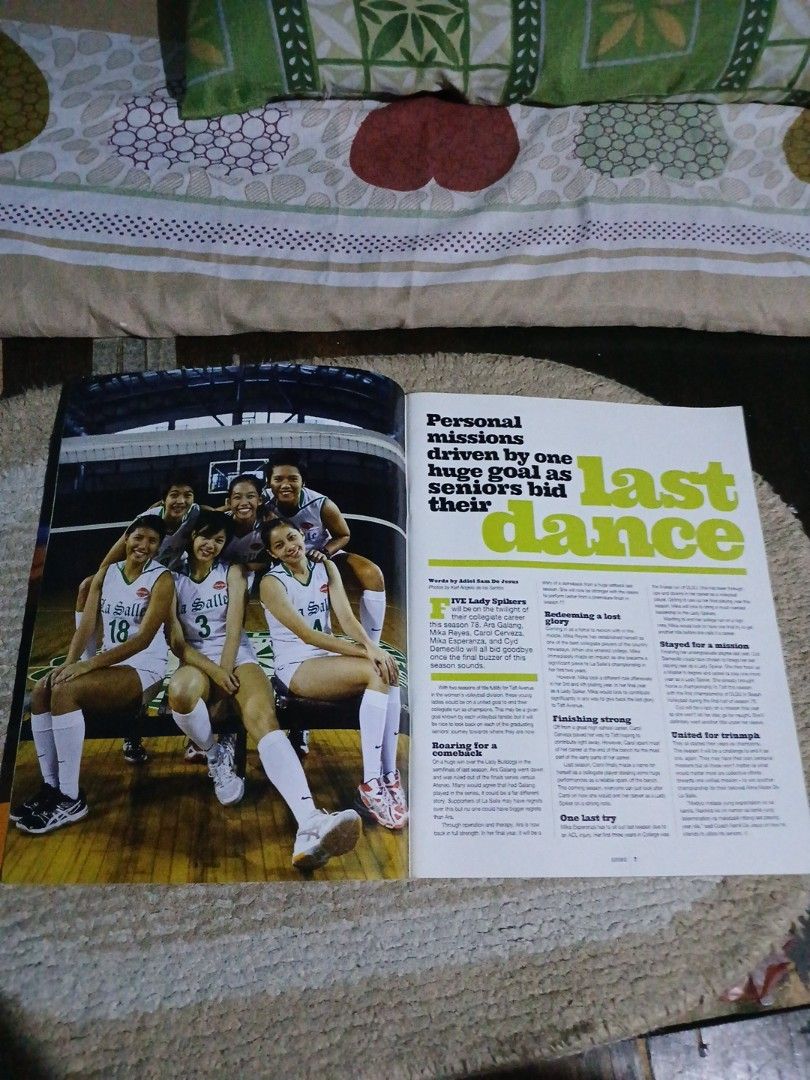 UAAP Season 78 Women's Volleyball Magazine (Category: Magazines) located in Manila. Submitted by diczenestr94951 (Listing ID 1436611984, Image 3). Description: - Features the DLSU UAAP Season 78 Women's Volleyball Team - Includes articles and photos of the team - Features Kim Kianna Dy and Dawn Macandili - Also includes articles about DLSC Golden Toughies HS66.