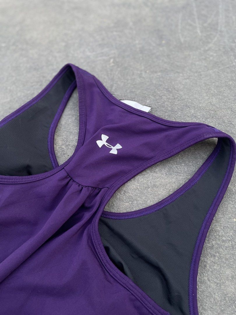 Under Armour Purple Tank Top (Category: Sleeveless) located in Makati City. Submitted by kayecheng (Listing ID 1436538908, Image 3). Description: - Under Armour purple tank top - Racerback design - Dark grey lining - Under Armour logo detail - Made of athletic material - Perfect for workouts and casual wear.
