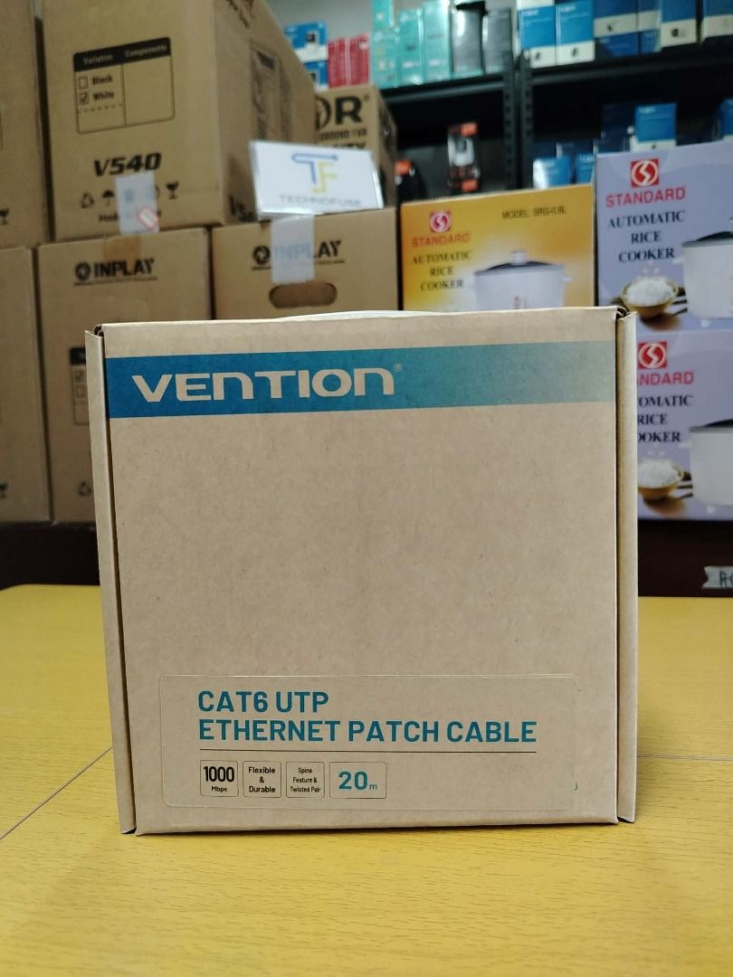 Vention 20M Cat6 UTP Patch Ethernet Cable Black IBEBQ (Category: Cables & Adaptors) located in Pasig City. Submitted by technofuseofficial (Listing ID 1436548037, Image 1). Description: Vention 20M Cat6 UTP Patch Ethernet Cable Black IBEBQ Brand New and Original Items Store Location: 4F Unit 402, 604 Shaw Boulevard, Barangay Kapitolyo, Pasig City Same Day Delivery: - Lalamove delivery within Metro Manila - For walk-ins: Always PM first for item a