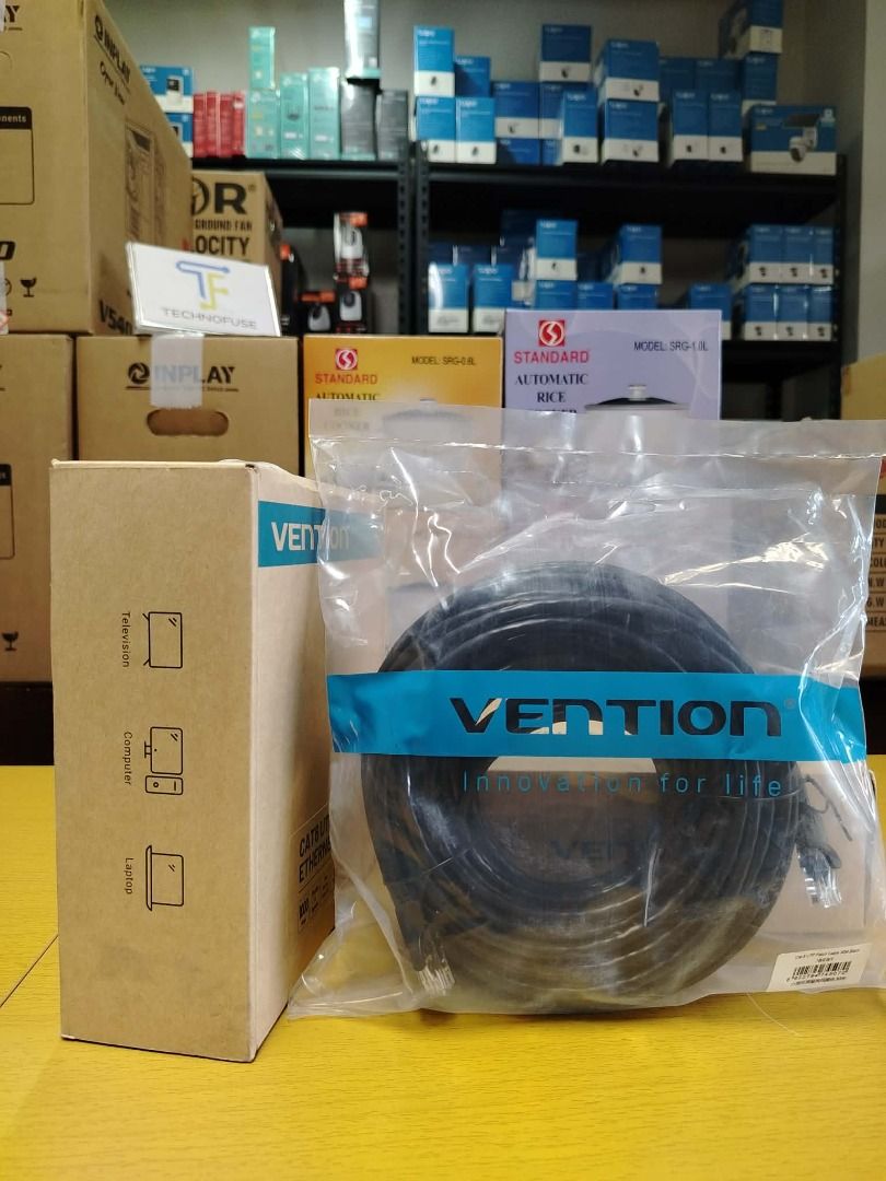 Vention 30M Cat6 UTP Patch Ethernet Cable Black IBEBT (Category: Cables & Adaptors) located in Pasig City. Submitted by technofuseofficial (Listing ID 1436548388, Image 3). Description: Vention 30M Cat6 UTP Patch Ethernet Cable Black IBEBT Brand New and Original Items Store Location: 4F Unit 402, 604 Shaw Boulevard, Barangay Kapitolyo, Pasig City Same Day Delivery: - Lalamove delivery within Metro Manila - For walk-ins: Always PM first for item a