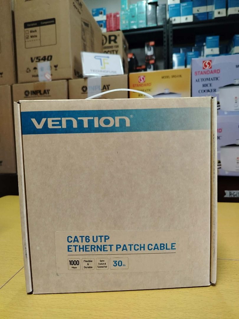 Vention 30M Cat6 UTP Patch Ethernet Cable Black IBEBT (Category: Cables & Adaptors) located in Pasig City. Submitted by technofuseofficial (Listing ID 1436548388, Image 1). Description: Vention 30M Cat6 UTP Patch Ethernet Cable Black IBEBT Brand New and Original Items Store Location: 4F Unit 402, 604 Shaw Boulevard, Barangay Kapitolyo, Pasig City Same Day Delivery: - Lalamove delivery within Metro Manila - For walk-ins: Always PM first for item a