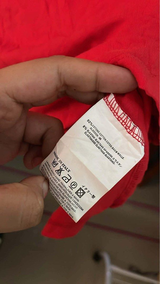 Vivienne Westwood Red Label Top (Category: Sleeveless) located in Iloilo. Submitted by vintagemuseph (Listing ID 1436621089, Image 3). Description: -hearing offers - Authentic Vivienne Westwood Red Label top - Features a classic scoop neck - Stylish three-quarter sleeves - Vibrant red color - Iconic orb logo detail - Made in Italy - Fabric: 92% cotton, 8% elastane.