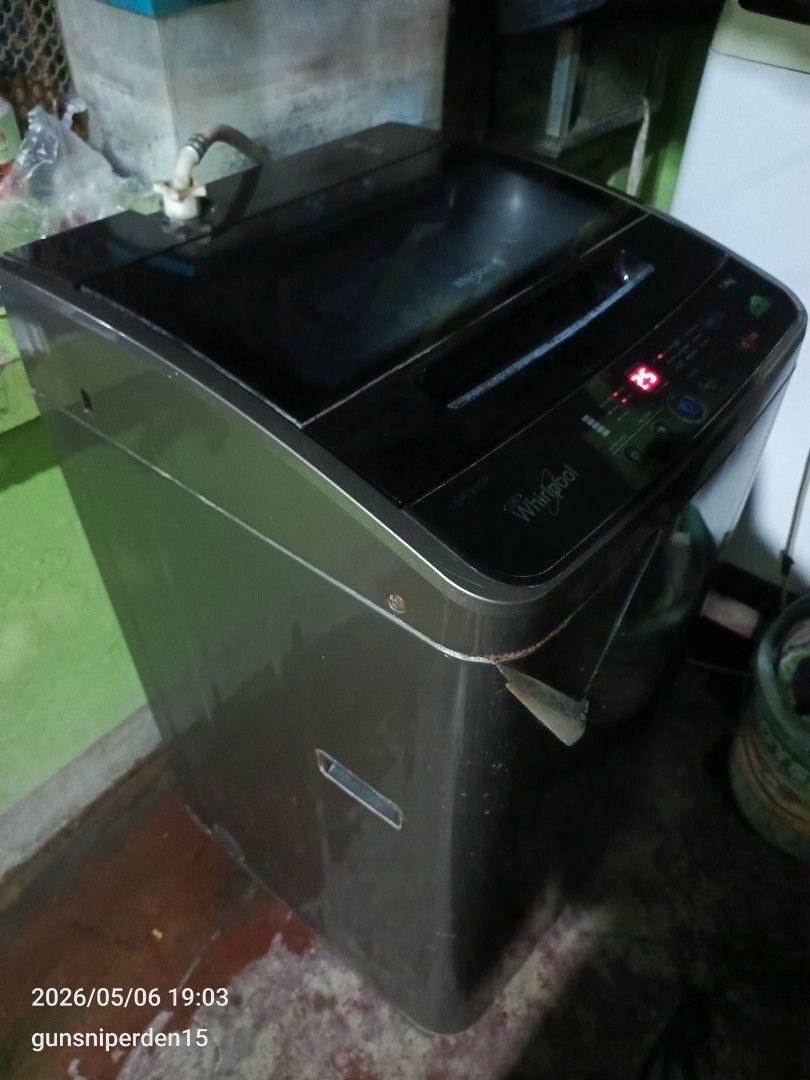 Whirlpool Top Load Washing Machine LSPT80GP 7.5kg (Category: Washing Machines and Dryers) located in Las Pinas. Submitted by danegilalfonso3 (Listing ID 1436595622, Image 1). Description: - Whirlpool Top Load Washing Machine - 7.5kg Capacity - Digital Display - Convenient Detergent Box - Multiple Wash Cycle Options - Dark Color - Model: LSPT80GP.
