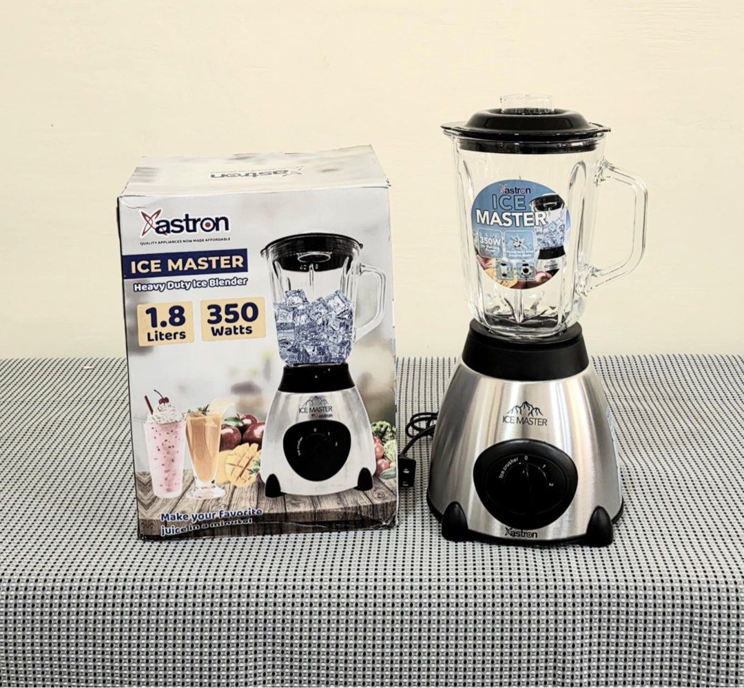 Xastron Ice Master Heavy Duty Ice Blender (Category: Juicers, Blenders & Grinders) located in Manila. Submitted by kisshadg23 (Listing ID 1436615789, Image 2). Description: - Xastron Ice Master Heavy Duty Ice Blender - 1.8-liter capacity - 350 watts - Features a durable glass jar - Stainless steel base - Ideal for smoothies and blended drinks - Includes blender and all components.