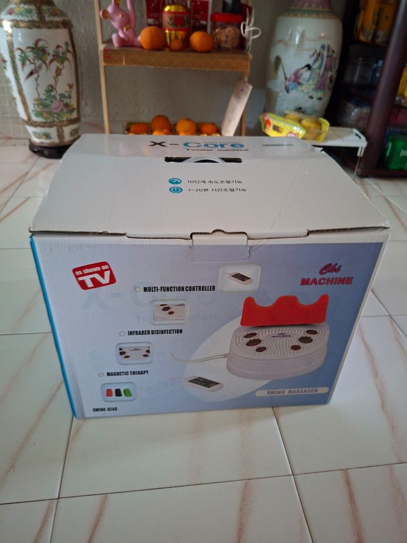 X-Core Twister Machine - Multi-Function (Category: Body Care) located in Singapore. Submitted by blinkish (Listing ID 1436616684, Image 2). Description: - X-Core Twister Machine - Multi-function: Infrared & Vibration Therapy - Includes Remote Control - Original Packaging - Perfect for Home Use self collect only at 600402 Pandan Gardens near temple pls note abit heavy about 8kg. Storage box a little torn..
