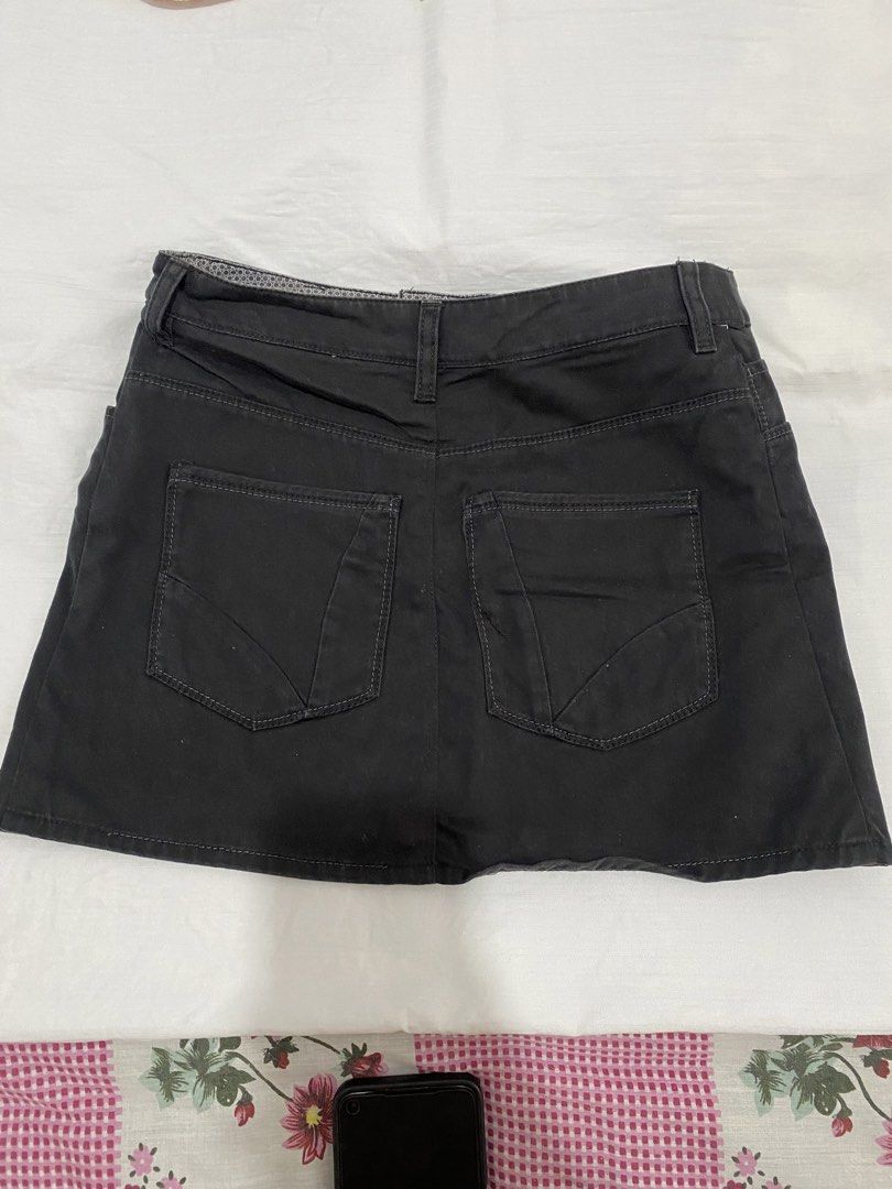 Adidas Black Denim Skirt (Category: Skirts) located in Subic. Submitted by raeux (Listing ID 1436685372, Image 3). Description: ✨ Best fit: Small - Medium ✨ Altered - Adidas black denim skirt - Embroidered Adidas logo - Button and zipper closure - Mini skirt style .