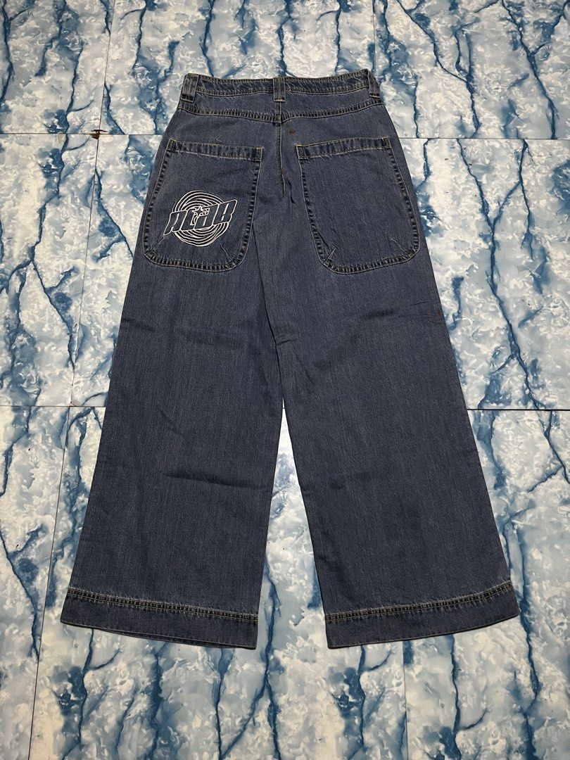 a.lab Stripe Rave Baggy Jeans (Category: Jeans) located in Cagayan de Oro. Submitted by yuichinnie (Listing ID 1436661925, Image 2). Description: ALAB Stripe Rave Baggy Jeans Waist: 32-33 Length: 45 Thigh: 15 Hem: 13 Issue: washable dirt stains Tags: JNCO, ECKO, SouthPole, Fubu, 2000s, Baggy, Y2k.