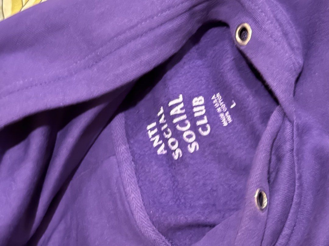 Anti Social Social Club Purple Hoodie (Category: Hoodies) located in Manila. Submitted by raki_01 (Listing ID 1436743744, Image 3). Description: - Bought in Japan - DM for more details - Anti Social Social Club hoodie - Purple color - Size: L - Made in USA - Features brand logo (front and back) - Hood with drawstrings - Kangaroo pocket.