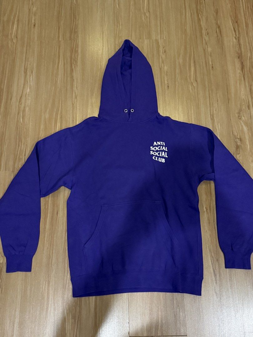 Anti Social Social Club Purple Hoodie (Category: Hoodies) located in Manila. Submitted by raki_01 (Listing ID 1436743744, Image 1). Description: - Bought in Japan - DM for more details - Anti Social Social Club hoodie - Purple color - Size: L - Made in USA - Features brand logo (front and back) - Hood with drawstrings - Kangaroo pocket.