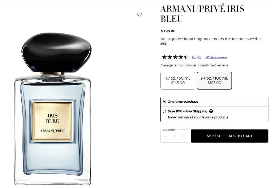 Armani Privé Iris Bleu Eau de Parfum 100ml (Category: Fragrance & Deodorants) located in Makati City. Submitted by kkkkvv (Listing ID 1436820611, Image 3). Description: - Original personal bottle, 100% authentic.No box included. - Approximately 80% remaining, please refer to photos for exact level. - Authentic Armani/Privé Vétiver d'Hiver perfume. - Features a stylish bottle with a dark, rounded cap. - Clear rectangular glass body. - The perfume 