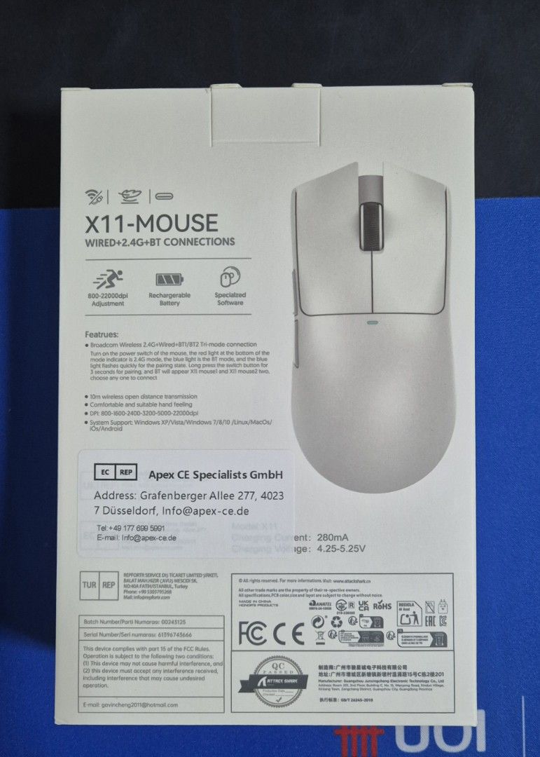 Attack Shark X11 (Black)-Mouse - Wired/2.4G/BT448537238009303041