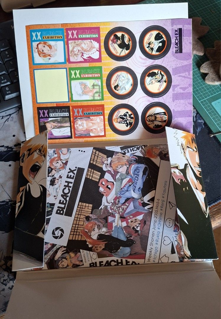 Bleach EX Notebook and Sticker Set (Category: Stationery & School Supplies) located in Bulacan. Submitted by buymystuff.doit (Listing ID 1436733004, Image 2). Description: Price: 350 Php Condition: Complete and in excellent condition. Notebook is mint; one sticker missing from sheet. Exclusively sold at Bleach EX exhibition in 2021 Absolutely Authentic. No bootleg garbage here. Meetups ONLY within Marilao, Bulacan area. Shipping via Lalamove or J