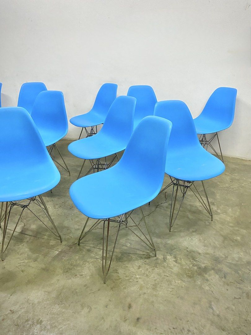 Blue Eames Style Chairs (Category: Chairs) located in Santa Rosa. Submitted by annie_annie83 (Listing ID 1436729184, Image 2). Description: -✨4700 each✨ -Set of blue Eames-style chairs - Features a molded plastic seat - Chrome wire base - Designed for comfort and style - Perfect for dining or accent use - Ready for immediate use .