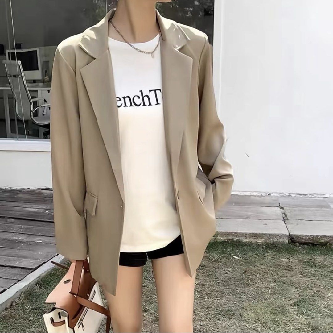 Brown light blazer (Category: Coats, Jackets and Outerwear) located in Quezon City. Submitted by helpmedeclutter__ (Listing ID 1435947775, Image 1). Description: Bought from tiktok shop.