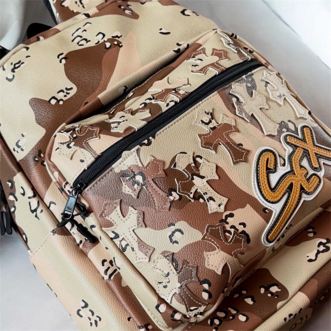 CHROME HEARTS DESERT CAMO MULTI CROSS PATCH BACK PACK (Category: Backpacks) located in Manila. Submitted by scarlett_hope (Listing ID 1436790619, Image 2). Description: CONDITION: BNEW.