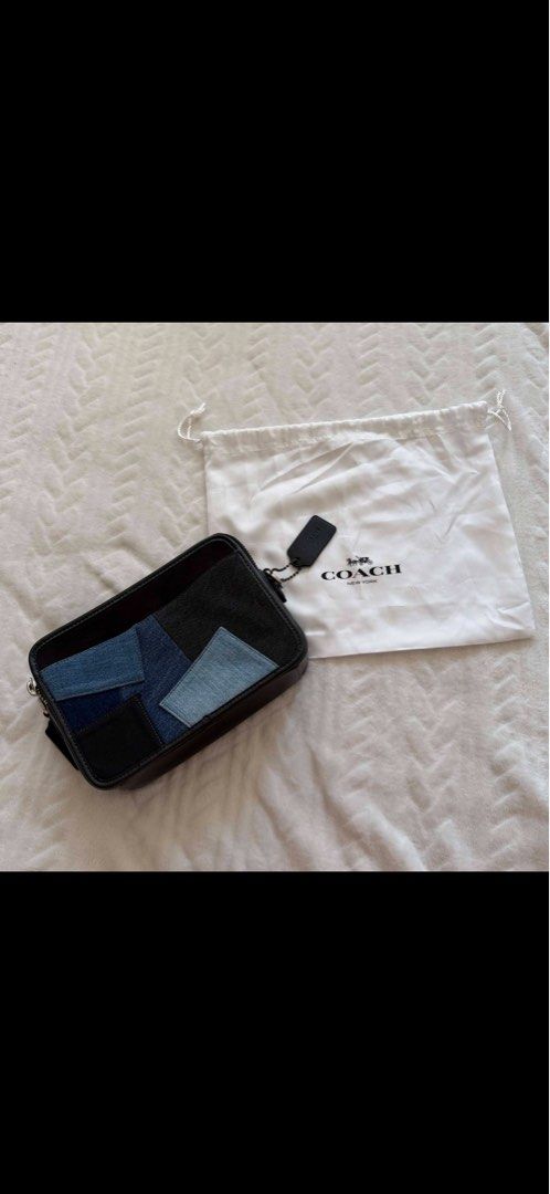 Coach Denim Patchwork Crossbody Bag (Category: Shoulder Bags) located in Taguig. Submitted by declutterprince2 (Listing ID 1436673448, Image 1). Description: Coach Denim Patchwork Crossbody Bag Details: > Brand: Coach > Style: Crossbody / Camera Bag > Material: Leather + Denim Patchwork > Color: Blue multi-tone with black leather trim > Closure: Double zip > Strap: Adjustable crossbody strap > Condition: Like new (used less than 5x) > Bought in M