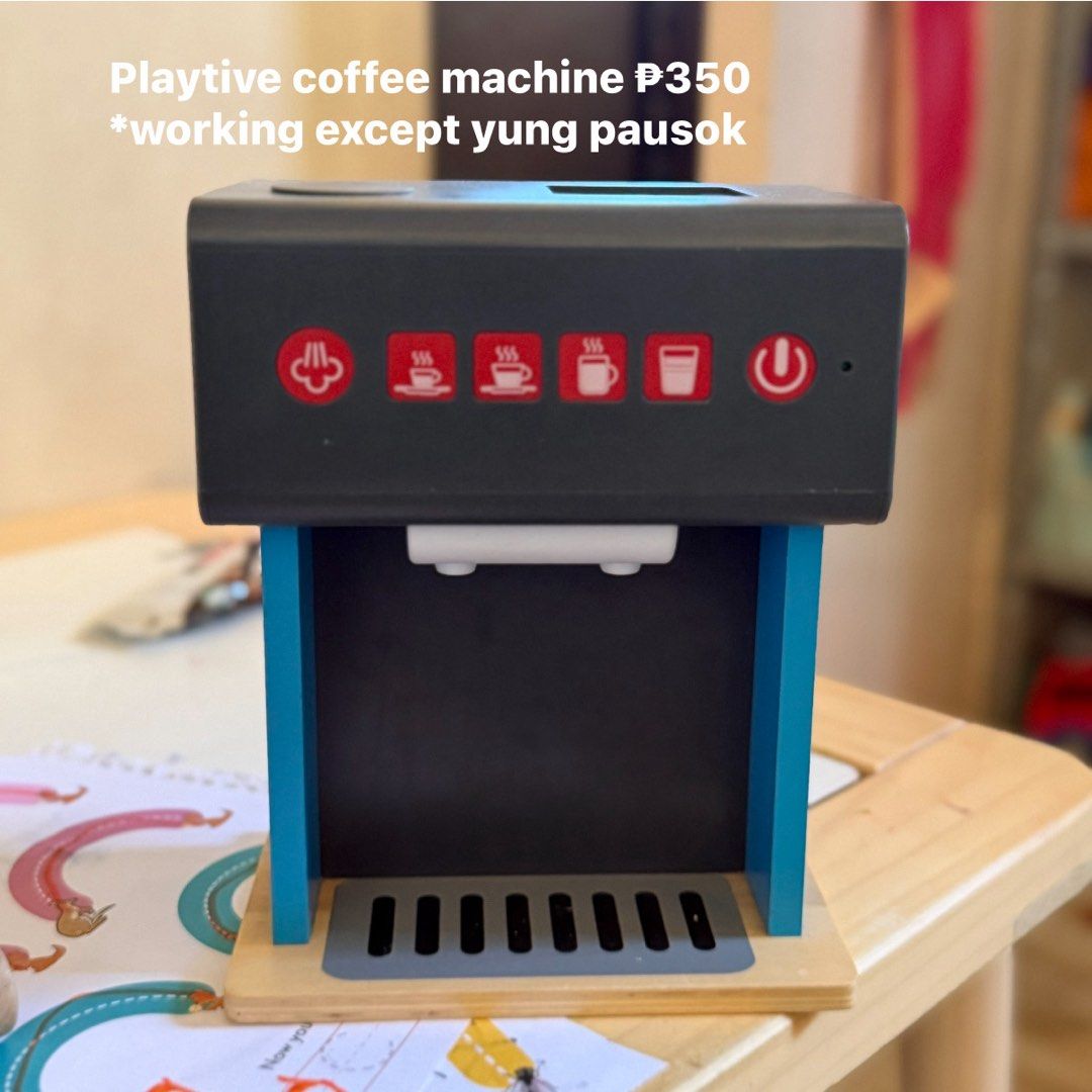 Coffee Machine (Category: Toys & Games) located in Pilar. Submitted by theplayfulcloset (Listing ID 1436742063, Image 1). Description: Working buttons except sa usok.