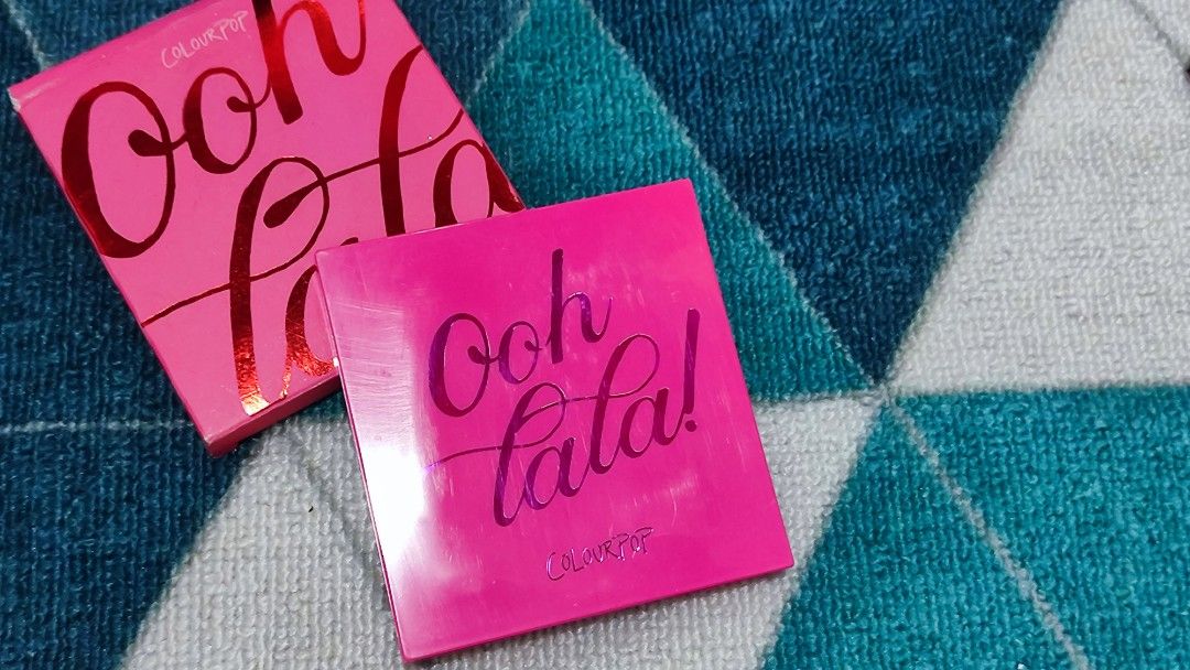 ColourPop Ooh La La! Eyeshadow Palette (Category: Makeup) located in San Jose del Monte. Submitted by mimibelsss (Listing ID 1436684236, Image 1). Description: -UNUSED, NEVER SWATCHED - ColourPop Ooh La La! eyeshadow palette - Features pink and neutral shades - Includes shades like Tickled, Soft Core, and Sandbar - Mix of matte and shimmer finishes - Comes in a pink compact with a mirror.