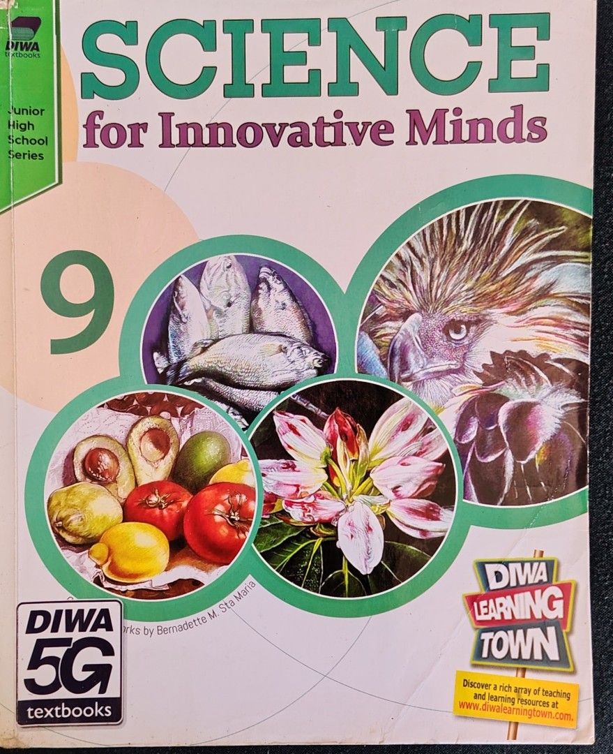 Diwa Science for Innovative Minds Grade 9 Textbook (Category: Textbooks) located in Paranaque City. Submitted by dudezz1222 (Listing ID 1436703027, Image 1). Description: - Science for Innovative Minds, Grade 9 textbook - Part of the Diwa Junior High School Series - Covers science principles with a focus on values - Aligned with K to 12 and college readiness standards - Includes access to online resources through Diwa Learning Town.