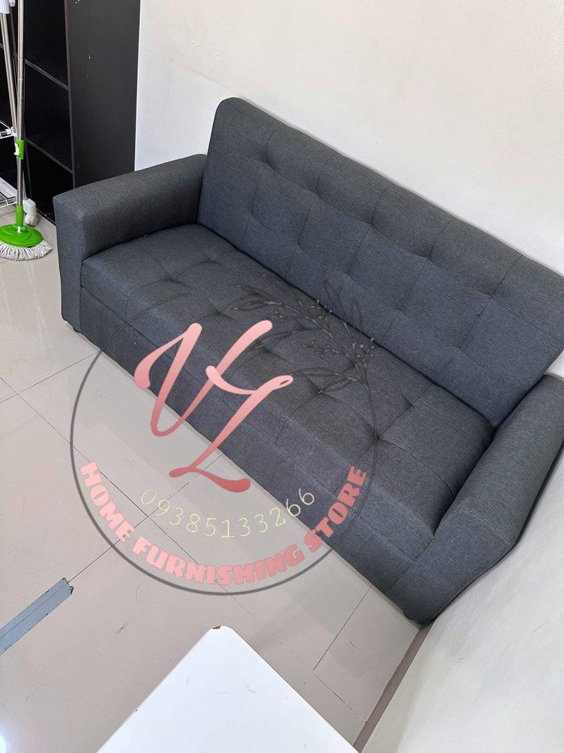 Fabric Sofa (Category: Sofas) located in Manila. Submitted by lykcacamacho (Listing ID 1436766328, Image 3). Description: - Stylish gray fabric sofa - Tufted seat and backrest - Includes armrests - Sturdy base - Ideal for small spaces - Contact seller for more info.