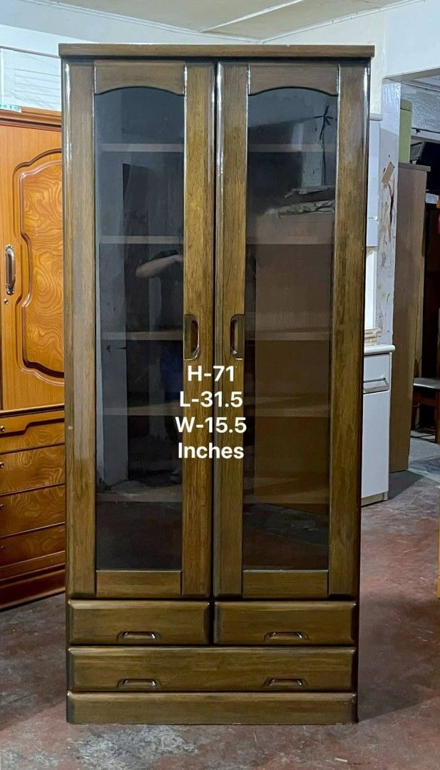 Full Glass Door Display Cabinet Bookcase with Bottom Drawers (Category: Shelves, Cabinets & Racks) located in Quezon City. Submitted by dannikkishoppe2 (Listing ID 1436788152, Image 2). Description: Full Glass Door Display Cabinet Bookcase with Bottom Drawers‼️₱8800‼️ ✨ Sturdy and elegant design ✨ With adjustable shelves for flexible storage ✨ Bottom drawers for extra space Please manage your expectations as there might be minimal flaws. Color ma